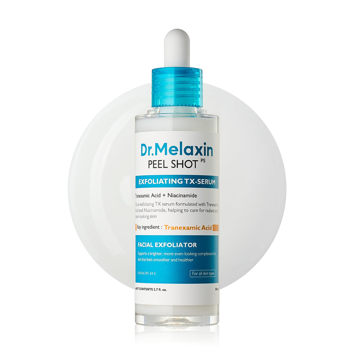 Dr.Melaxin Peel Shot Glow White Rice Peeling Ampoule with Rice Extract & AHA BHA, Gentle Exfoliating Serum for Sebum Control, Niacinamide & Hyaluronic Acid, Korean Skincare, 2.71 fl.oz