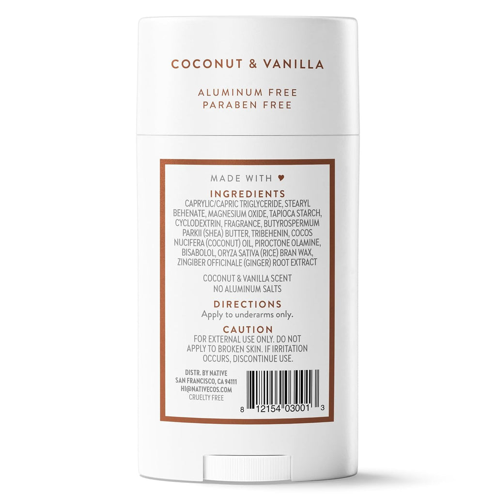Native Aluminum-Free Deodorant for Women & Men, Coconut & Vanilla, 2.65oz
