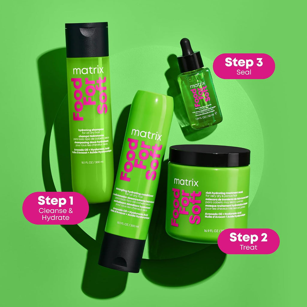 MATRIX Food For Soft Rich Hydrating Treatment Mask - For Dry & Brittle Hair, Adds Shine & Softness, With Avocado Oil & Hyaluronic Acid, Replenishes Moisture