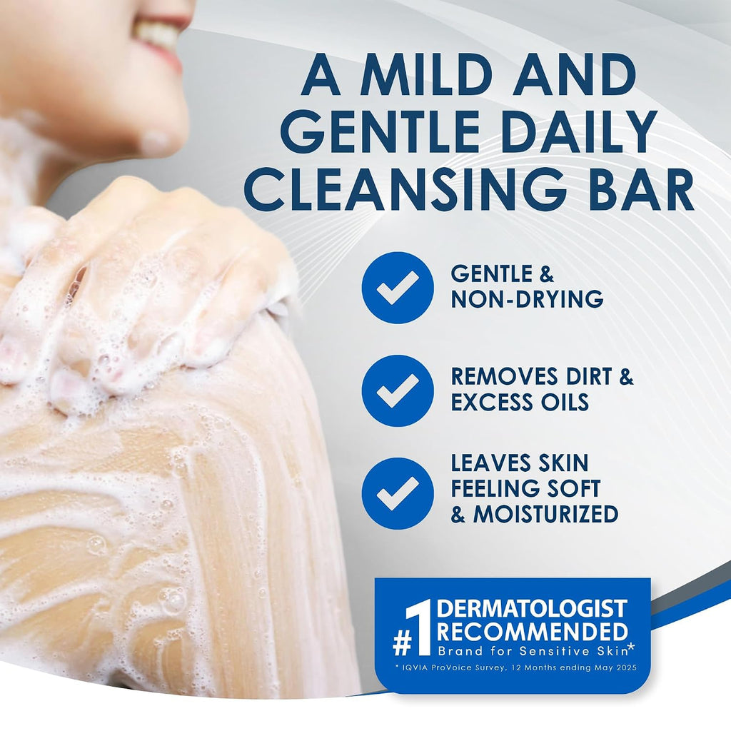 Vanicream Cleansing Bar, 3.9 Oz, Pack of 12, Formulated without Common Irritants for Sensitive Skin, Gentle & Non-Drying Body & Facial Cleanser, Removes Dirt & Excess Oils, Non-Comedogenic