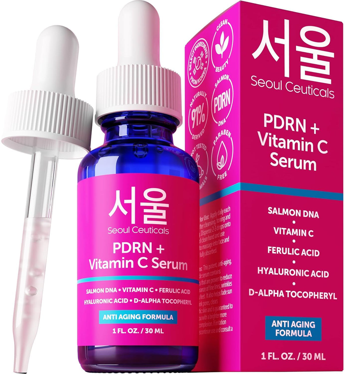 SeoulCeuticals Korean Skin Care 20% Vitamin C Serum for Face + CE Ferulic