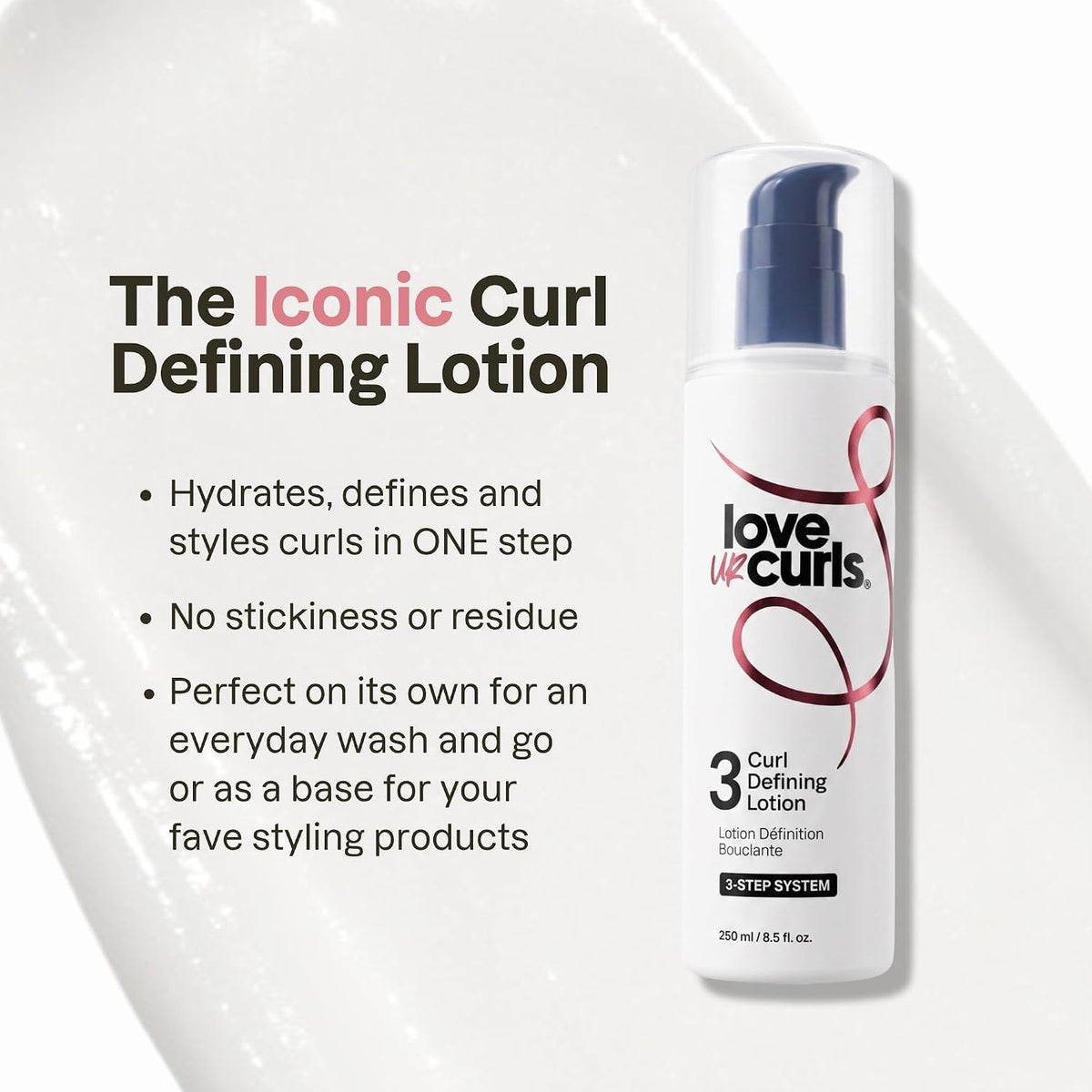 Love Ur Curls Curly Hair Products - Curl Defining Cream Styler, Anti Frizz