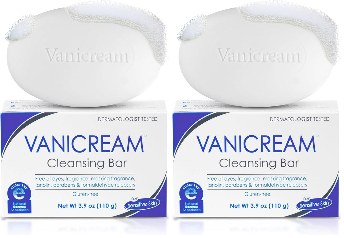 Vanicream Cleansing Bar, 3.9 Oz, Pack of 12, Formulated without Common Irritants for Sensitive Skin, Gentle & Non-Drying Body & Facial Cleanser, Removes Dirt & Excess Oils, Non-Comedogenic