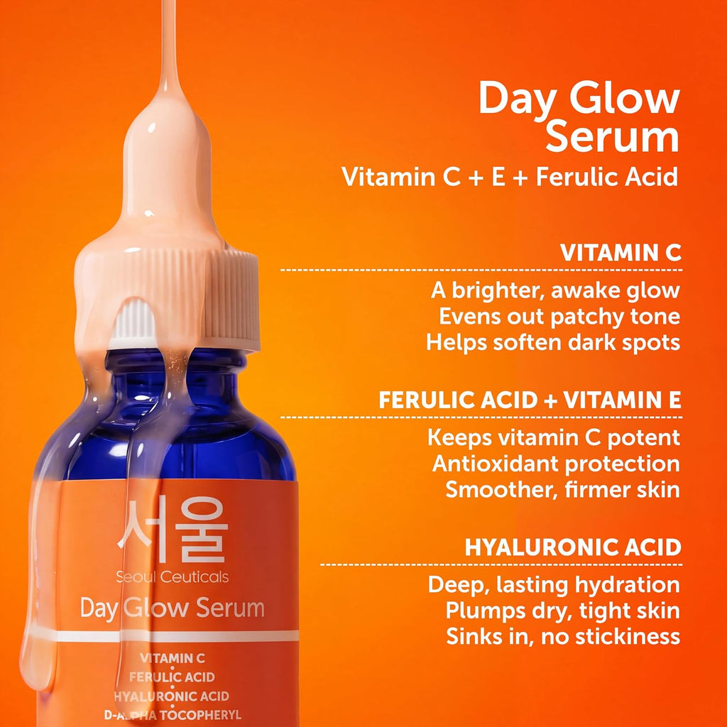 SeoulCeuticals Korean Skin Care 20% Vitamin C Serum for Face + CE Ferulic