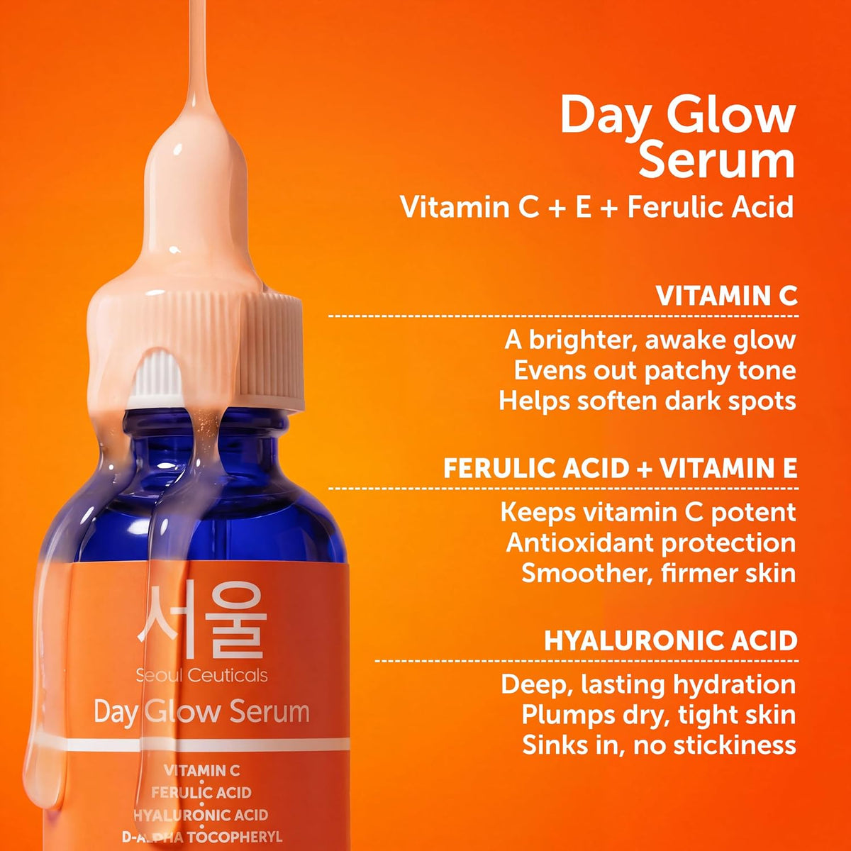 SeoulCeuticals Korean Skin Care 20% Vitamin C Serum for Face + CE Ferulic